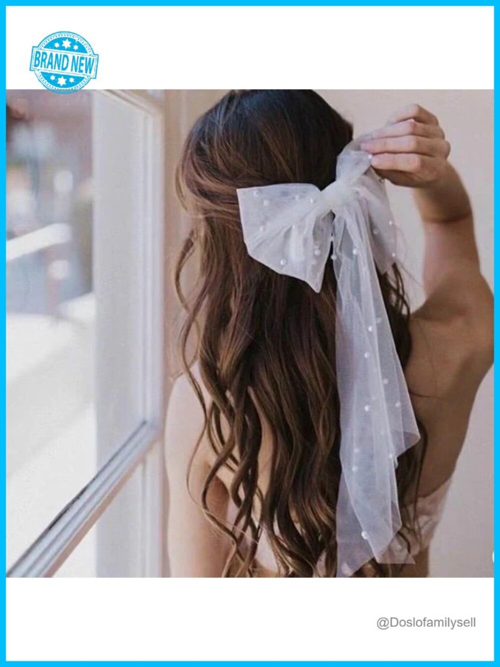 Pearl Bridal Hair Bow Clip with Short Veil